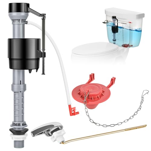 Houpeoro Universal Toilet Flusher Replacement Kit, Fill Valve, 2-Inch Flapper, Toilet Handle Lever, Adjustable, Quiet, Easy to Install, Complete Toilet Parts Inside Tank Kit (Red, 1-Pack) - Image 1