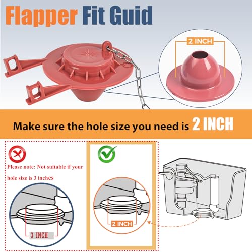 Houpeoro Universal Toilet Flusher Replacement Kit, Fill Valve, 2-Inch Flapper, Toilet Handle Lever, Adjustable, Quiet, Easy to Install, Complete Toilet Parts Inside Tank Kit (Red, 1-Pack) - Image 5