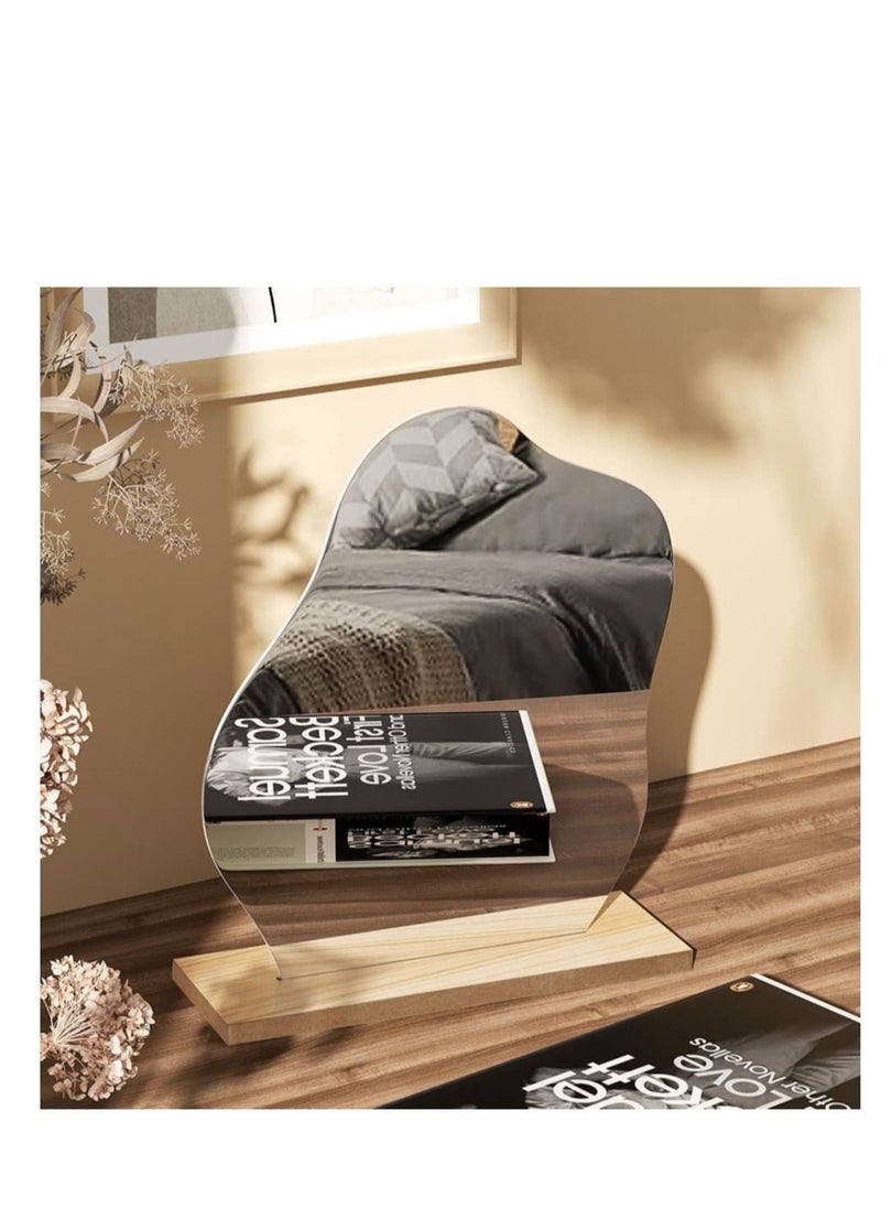 KASTWAVE Makeup Mirror for Desk with Stand Aesthetic Desk Decor Vanity Acrylic Irregular Shape Mirror Frameless Tabletop for Bedroom, Living Room and Minimal Spaces Room Decor Cloud Shape  - Image 3