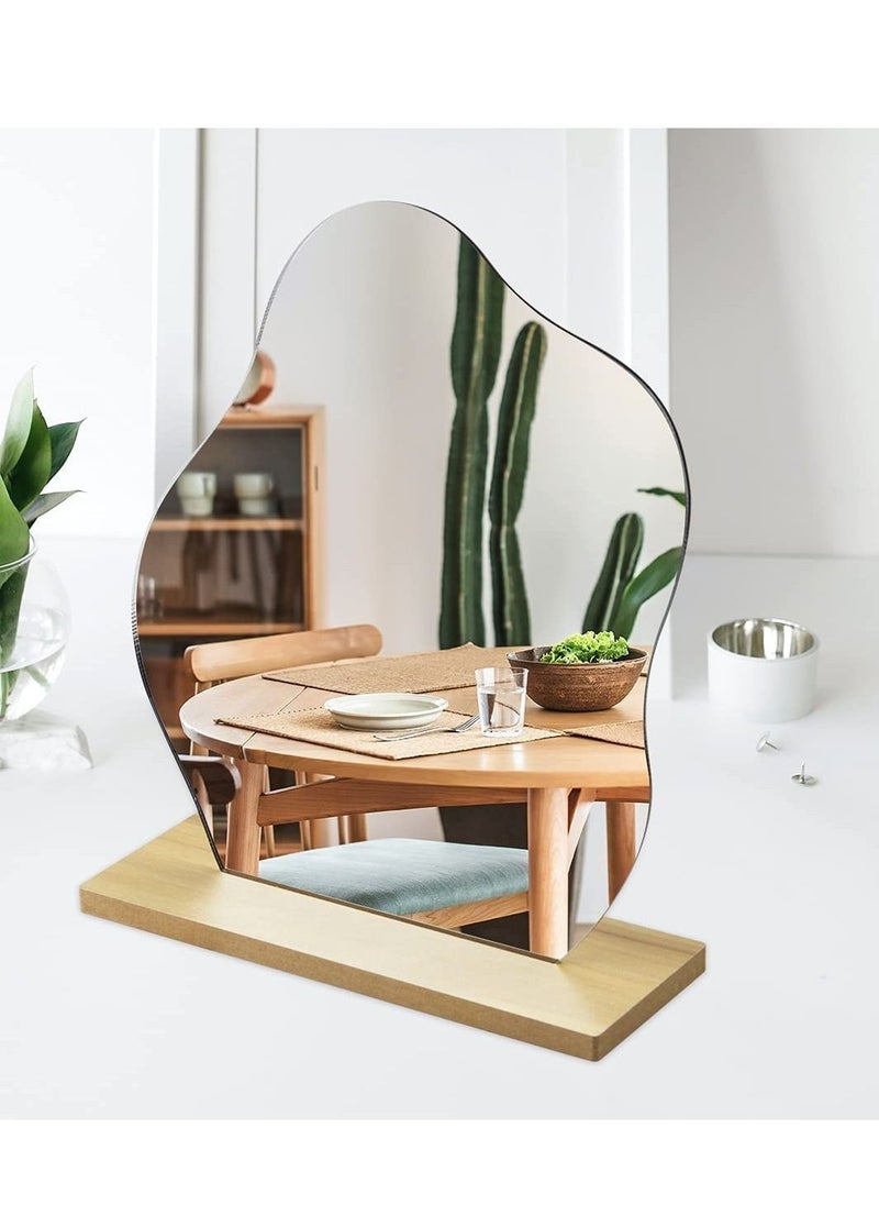 KASTWAVE Makeup Mirror for Desk with Stand Aesthetic Desk Decor Vanity Acrylic Irregular Shape Mirror Frameless Tabletop for Bedroom, Living Room and Minimal Spaces Room Decor Cloud Shape  - Image 4