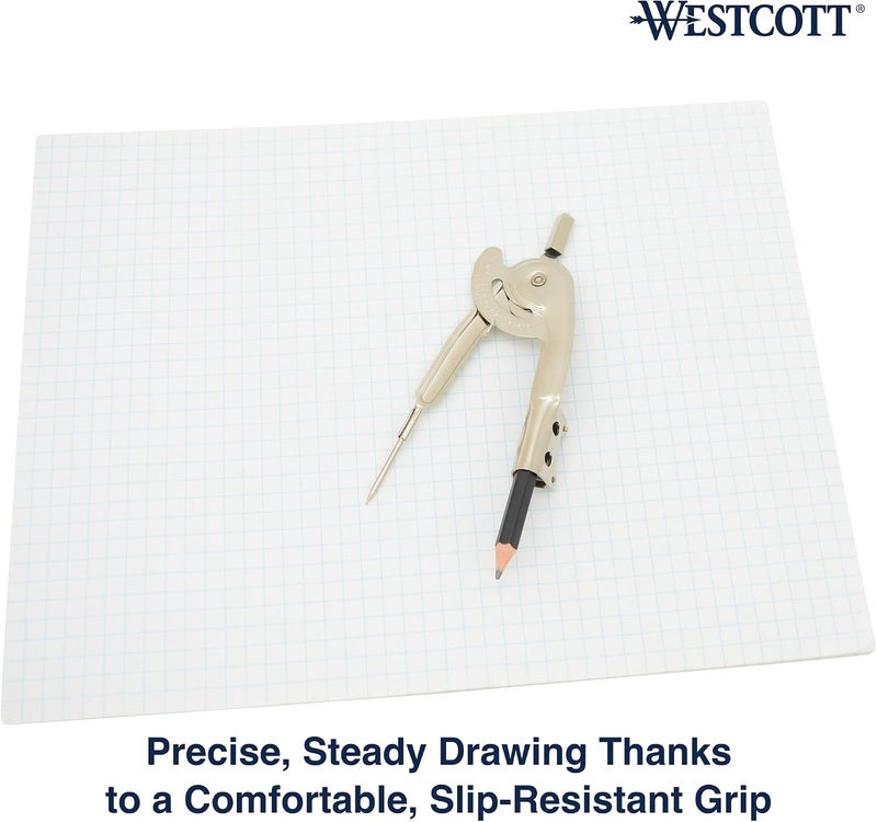 Westcott Metal Ball Bearing Compass with Pencil, Nickel Plated - Image 5