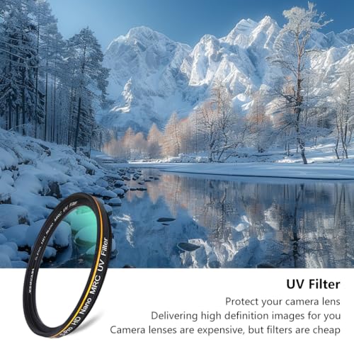 JONGSUN 58mm UV Filter, S-Pro HD Nano MRC Camera Ultraviolet Protection Filter, Multicoated, B270, Ultra-Slim, Lens Cloth Kit - Image 2