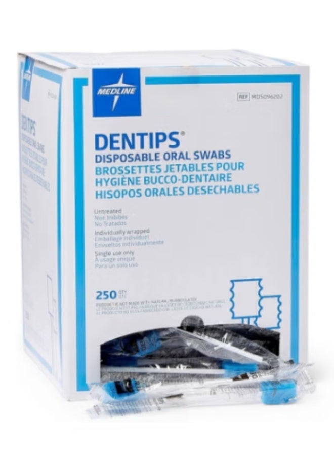 Medline Dentips Oral Swabsticks, 250 Count, White - Image 1