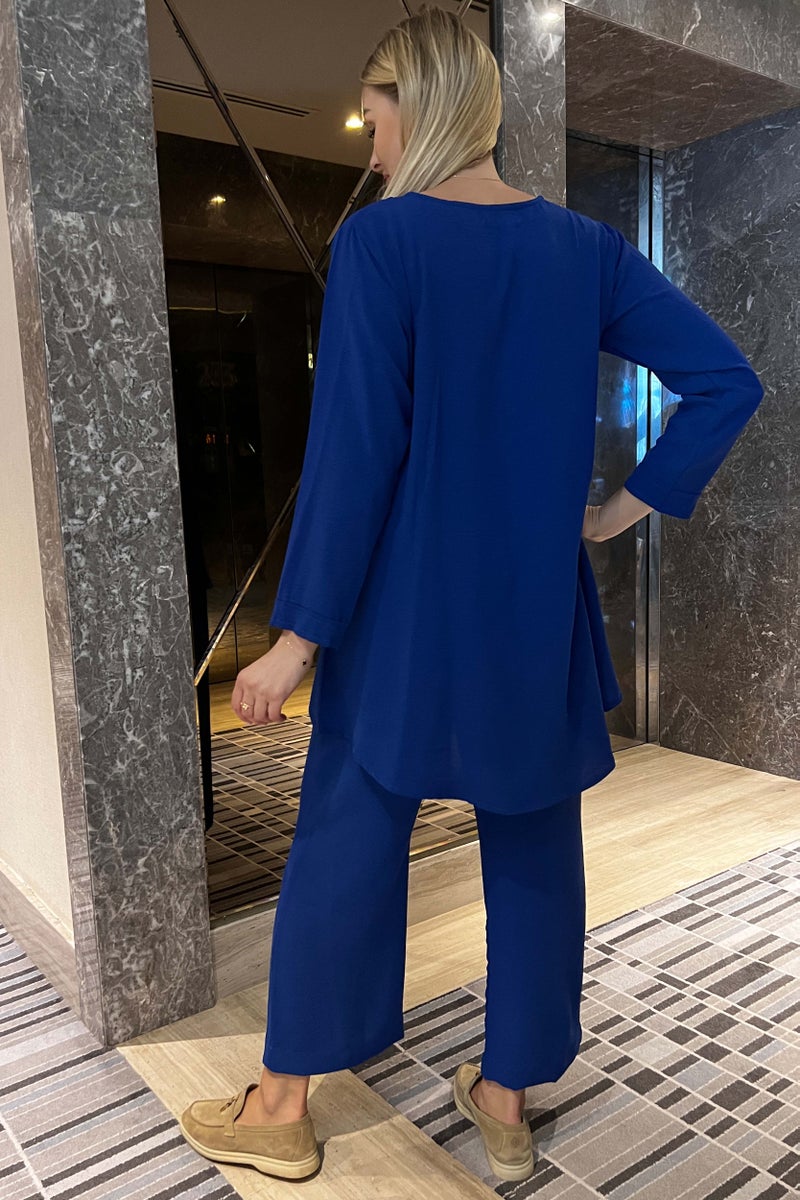Moistreet Crew Neck Button Detailed To & Pants Set - Image 3