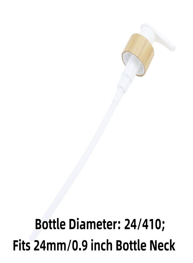 Chinflly 2 PCS Wood Pump Dispenser Fits 24mm/0.9" Bottom Neck 1cc 24/410 Thread Size Dispensing Pump for Shampoo, Conditioner, Gel, Body Wash,White+Wood - Image 2