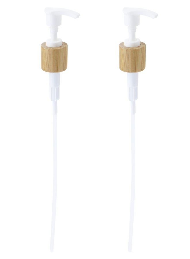 Chinflly 2 PCS Wood Pump Dispenser Fits 24mm/0.9" Bottom Neck 1cc 24/410 Thread Size Dispensing Pump for Shampoo, Conditioner, Gel, Body Wash,White+Wood - Image 1