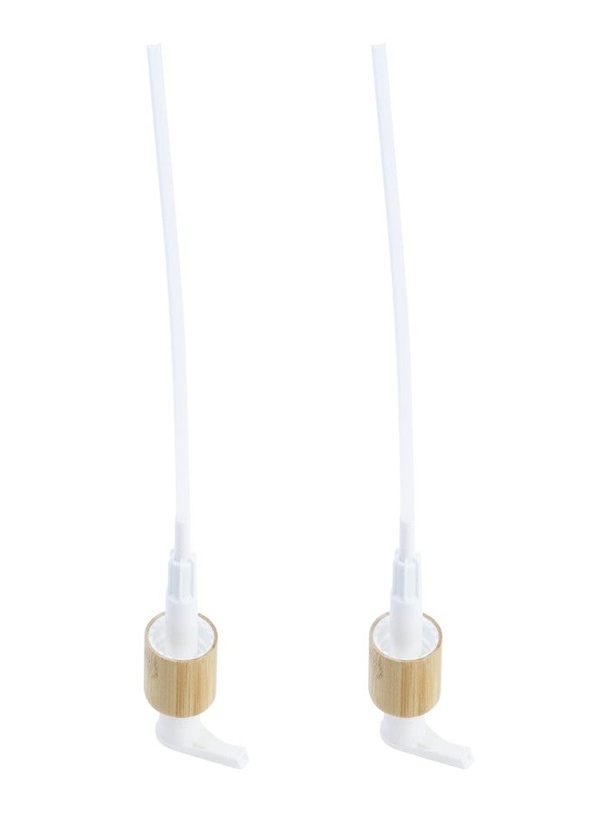 Chinflly 2 PCS Wood Pump Dispenser Fits 24mm/0.9" Bottom Neck 1cc 24/410 Thread Size Dispensing Pump for Shampoo, Conditioner, Gel, Body Wash,White+Wood - Image 3