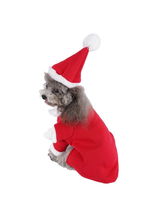 Mogoko Dog Cat Christmas Santa Claus Costume, Funny Pet Cosplay Outfits with a Cap, Puppy Fleece Warm Apparel Clothes for Xmas (L Size) - Image 5