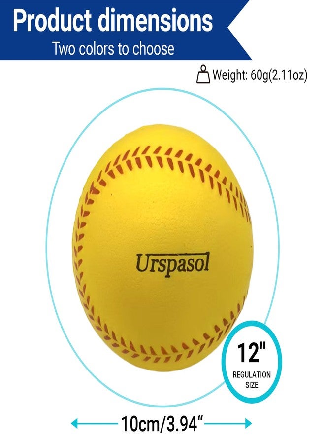 Urspasol Practice Foam Softballs 12 Inch Oversized Soft Baseballs with Mesh Bag for Kid Teenager Players Training Sporting Batting Safely Hitting (Yellow) - Image 2
