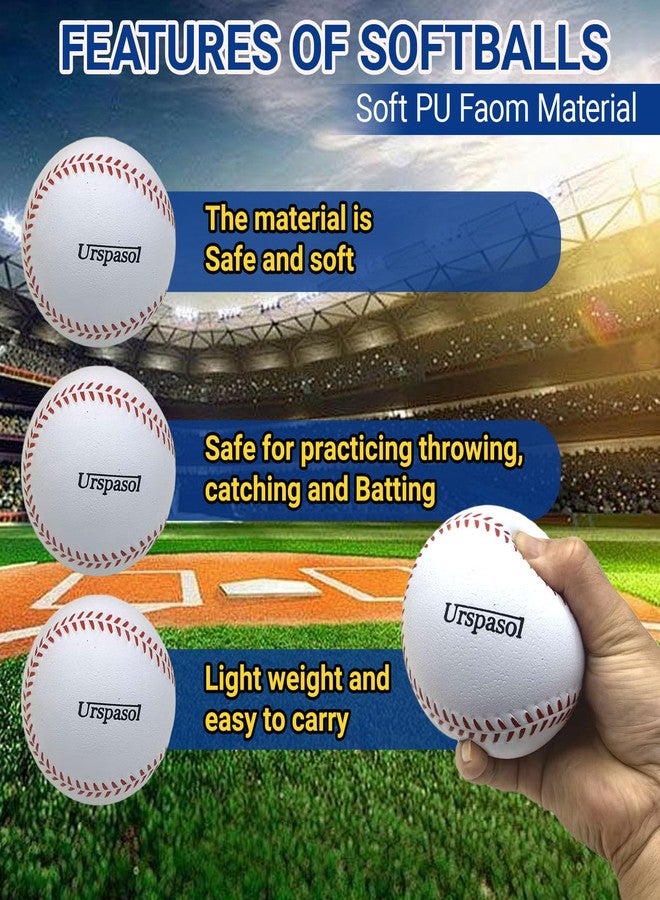 Urspasol Practice Foam Softballs 12 Inch Oversized Soft Baseballs with Mesh Bag for Kid Teenager Players Training Sporting Batting Safely Hitting (Yellow) - Image 3