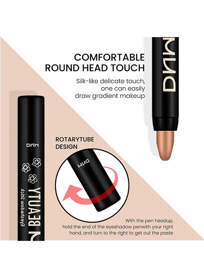 دي ان ام مجموعة قلم ظلال عيون كريمي 2 قطعة، لعينك، لون ذهبي وردي وذهبي بيج لامع، قلم لإشراقة العين لمكياج الهالوين، ظلال للعيون، قلم تمييز و ظل عيون ناعم مقاوم للماء، 05 15 - Image 3