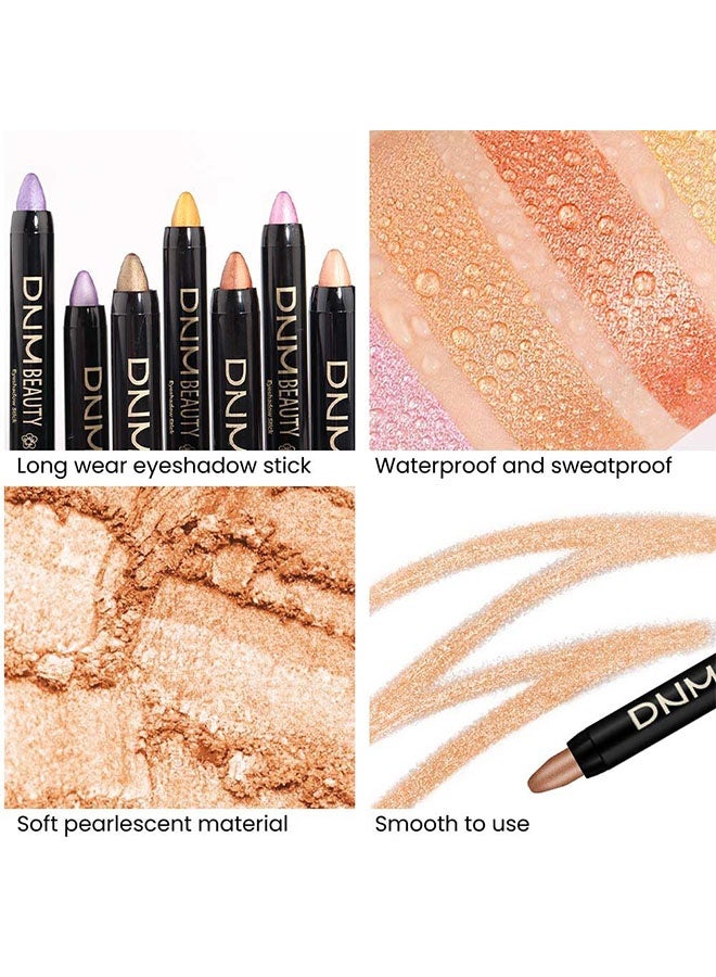 دي ان ام مجموعة قلم ظلال عيون كريمي 2 قطعة، لعينك، لون ذهبي وردي وذهبي بيج لامع، قلم لإشراقة العين لمكياج الهالوين، ظلال للعيون، قلم تمييز و ظل عيون ناعم مقاوم للماء، 05 15 - Image 5