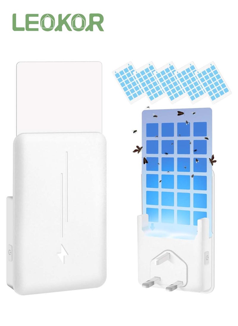 Gnat Traps for House Indoors, Plug-in Fly Insect Trap, Killer for Mosquitos, Fruit Flies, Non-Zapper Traps for Noise Free Home, Catch Insects Indoors with Bug Light (1 Device + 5 Refills)