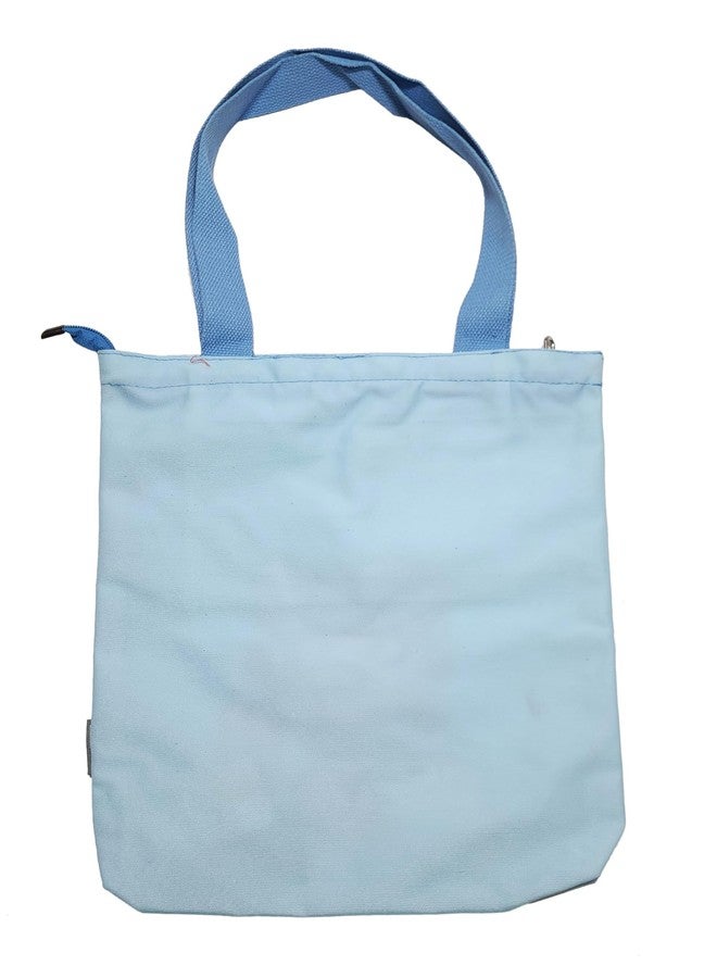 Crackles Large Capacity School File Folder Document Bag Student Tuition Bag for Girls Notebook Tote Bag Cute Cartoon Bag Stationery for Kids, Grocery Bag/Vegetable bag/Jhola -Pack of 1 (Blue) - Image 3