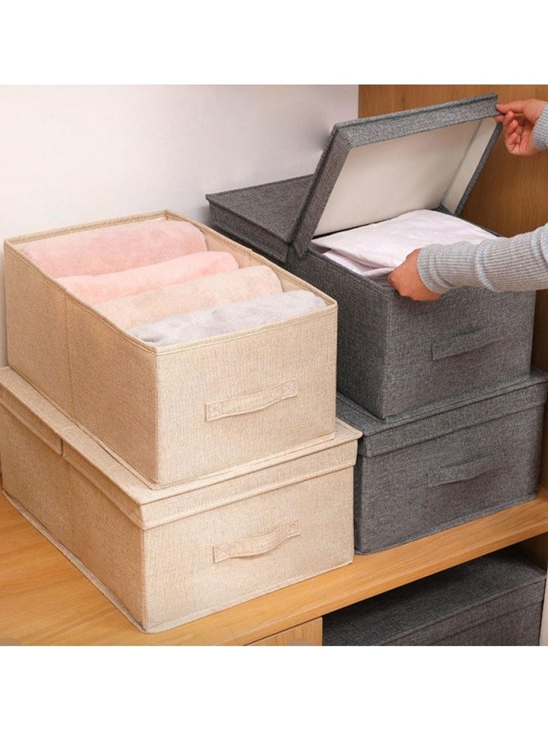Alissa - 2 Pack Foldable Storage Bags with cover, Clothes Storage Bins Closet Organizers Storage Containers Home (47*34*21+50*40*29)cm - Image 1