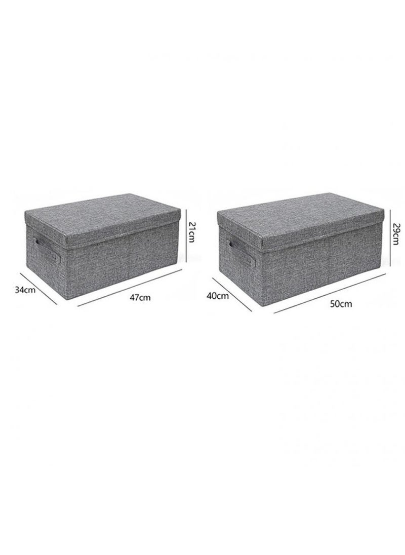 Alissa - 2 Pack Foldable Storage Bags with cover, Clothes Storage Bins Closet Organizers Storage Containers Home (47*34*21+50*40*29)cm - Image 1