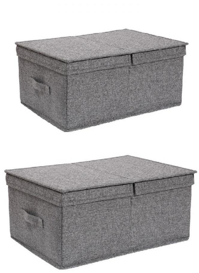 Alissa - 2 Pack Foldable Storage Bags with cover, Clothes Storage Bins Closet Organizers Storage Containers Home (47*34*21+50*40*29)cm - Image 1