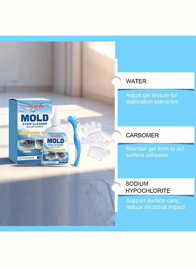 Jakehoe Anti-mold Gel - Suitable for cleaning bathroom tiles, washing machine sealing rings and home gaps. 100ml. Comes with 1 brush + 1 pair of gloves - Image 3