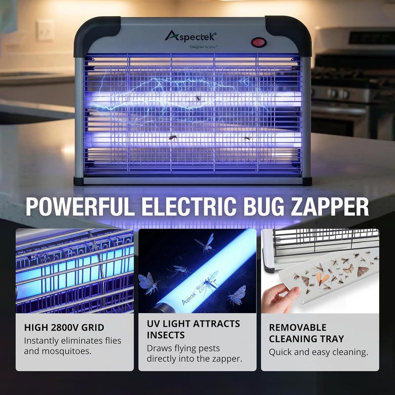 Aspectek Mosquito Killer Lamp - UV - Electric Insect Killer - 20 W - Indoor - Effective Fly Trap, 20-120 m² - Image 2
