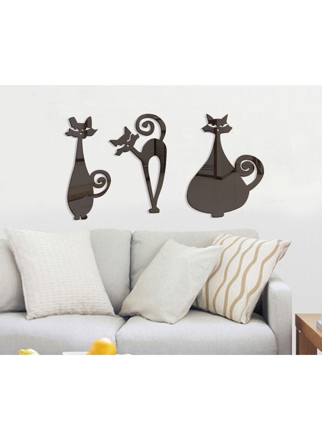 NIBEMINENT Three Aristocratic Cats Acrylic Mirror Wall Sticker Black 57x30cm - Image 1