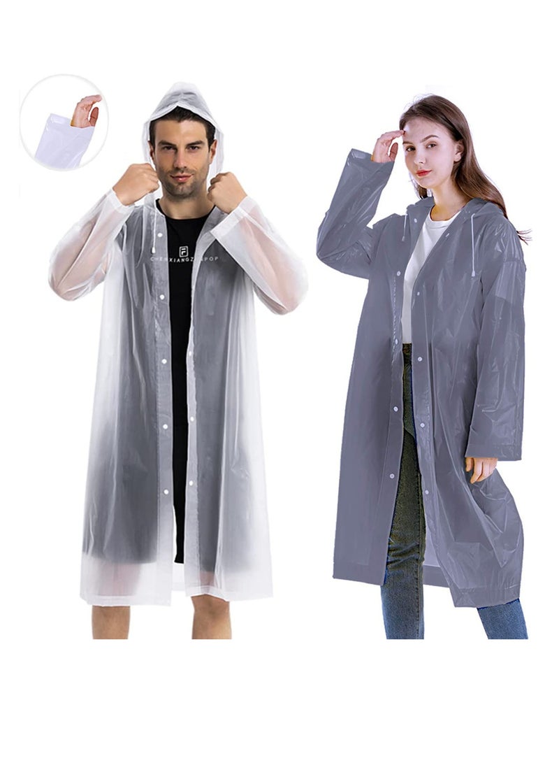 SYOSI Raincoat Rain Poncho for Adults, 1 Pack EVA Rain Poncho for Women and Men Reusable Raincoat Jacket Packable for Family Fishing/Travel/Emergency/ with Hood and Elastic Sleeving  - Image 2