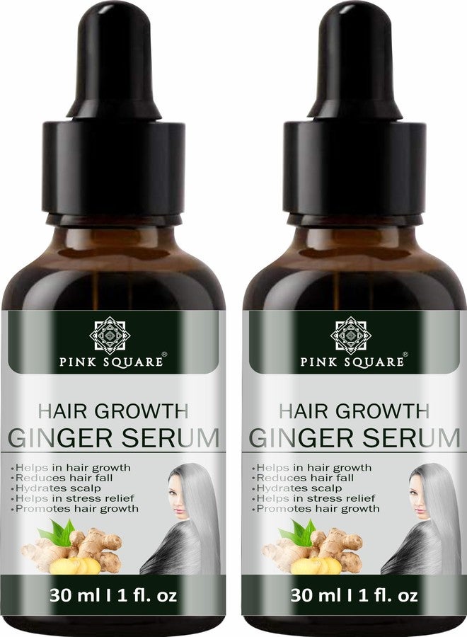 Pink Square Hair Growth Ginger Serum Reduce Hair Loss & Dandruff|Nourishes Hair Rashes Strength Hair Strands Pack of 2 of 30ML (60 ML) - Image 1