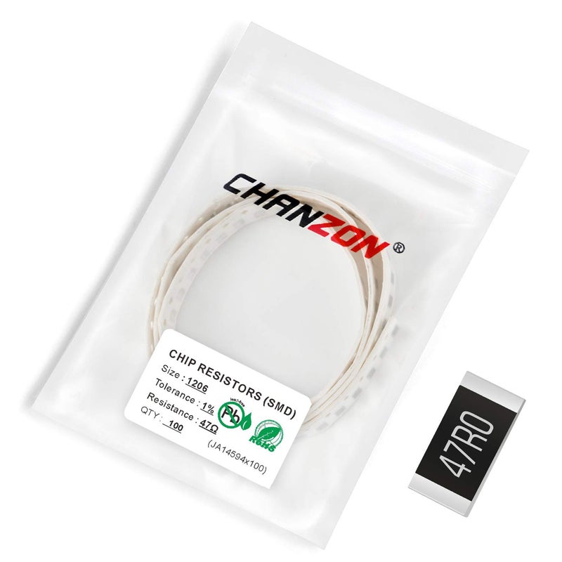 CHANZON 100 قطعة مقاوم SMD 1206 47 Ω أوم 1/4 واط 0.25 واط ±1% تحمل فيلم سميك 47R مقاومات SMT مع شهادة Rohs - Image 1