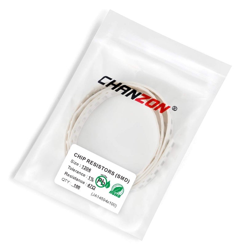 CHANZON 100 قطعة مقاوم SMD 1206 47 Ω أوم 1/4 واط 0.25 واط ±1% تحمل فيلم سميك 47R مقاومات SMT مع شهادة Rohs - Image 3