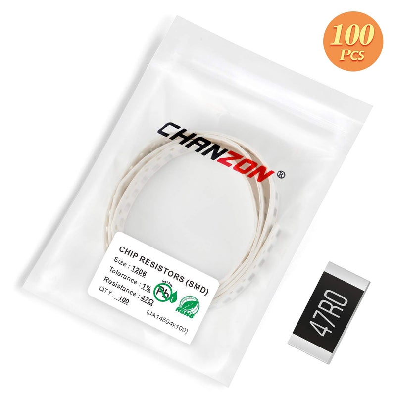 CHANZON 100 قطعة مقاوم SMD 1206 47 Ω أوم 1/4 واط 0.25 واط ±1% تحمل فيلم سميك 47R مقاومات SMT مع شهادة Rohs - Image 5