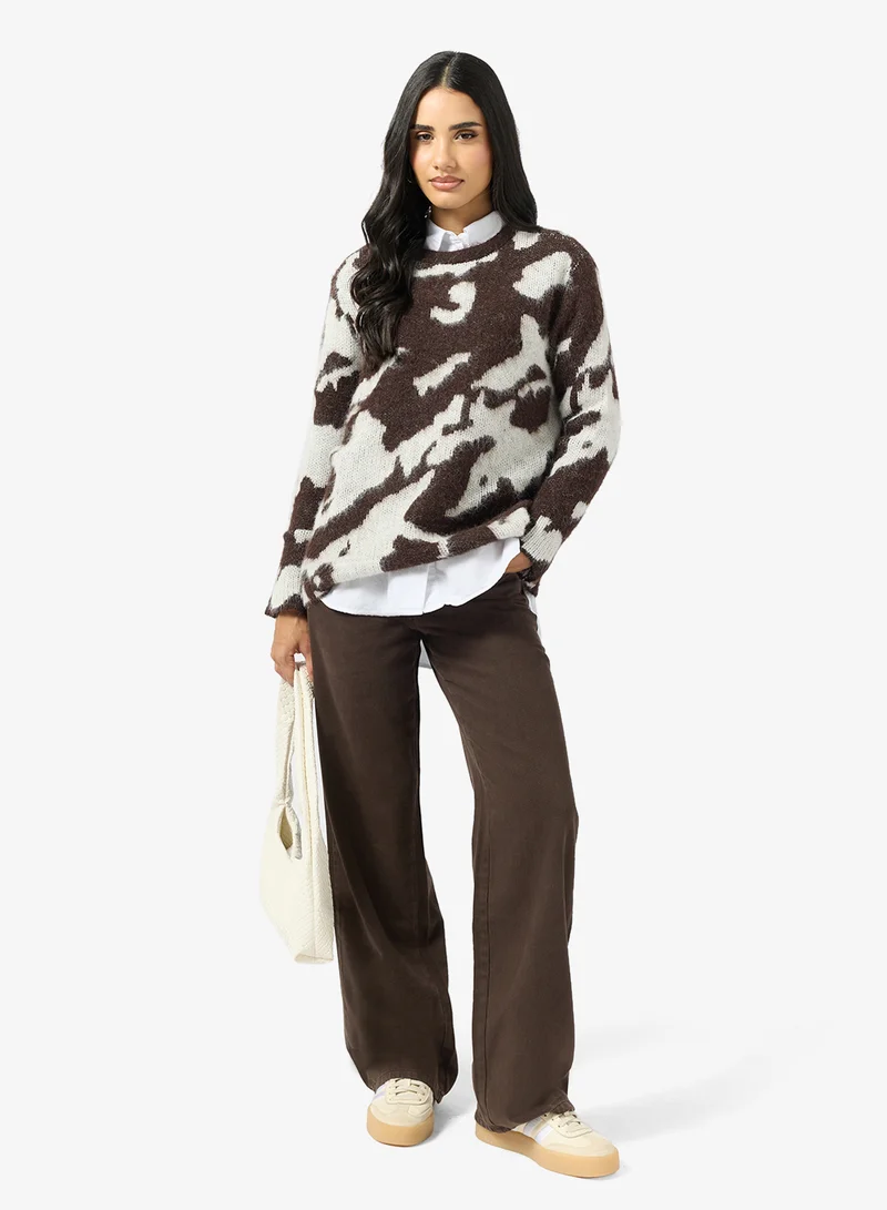 اونلي كنزة بياقة دائرية