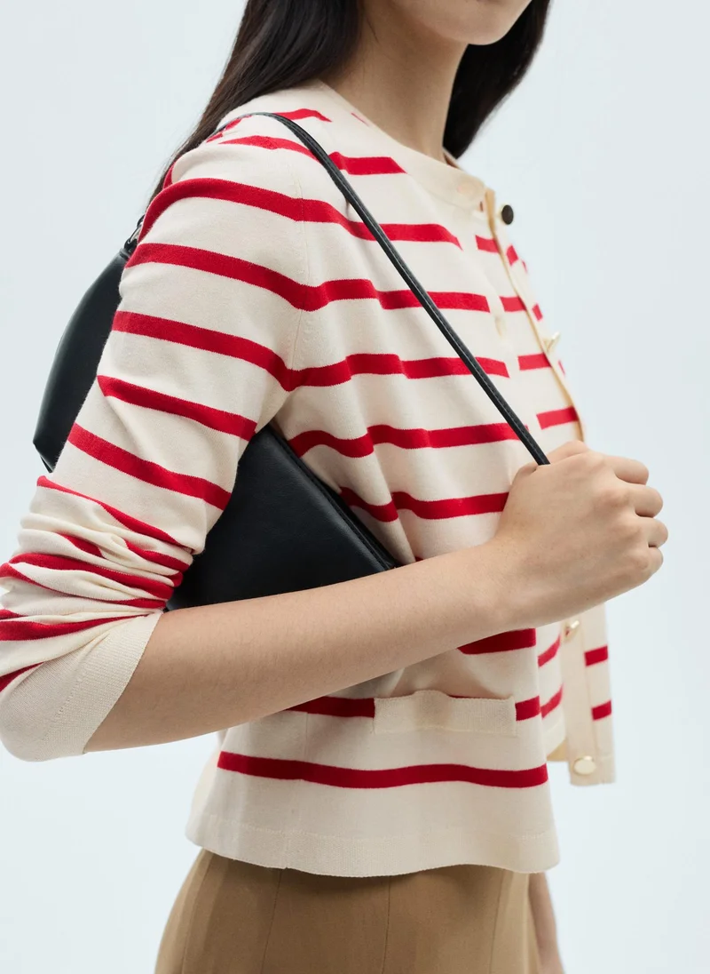 MANGO Striped Knitted Crop Top