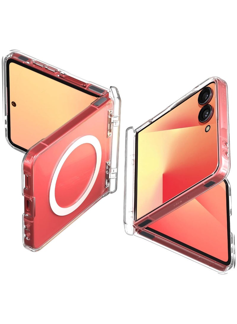 Spigen Ultra Hybrid Pro MagFit Samsung Galaxy Flip 7 Case [MagSafe] Cover with Hinge Protection (2025) - Clear White  - Image 1