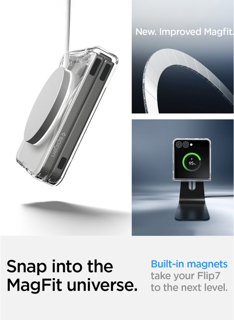 Spigen Ultra Hybrid Pro MagFit Samsung Galaxy Flip 7 Case [MagSafe] Cover with Hinge Protection (2025) - Clear White  - Image 4
