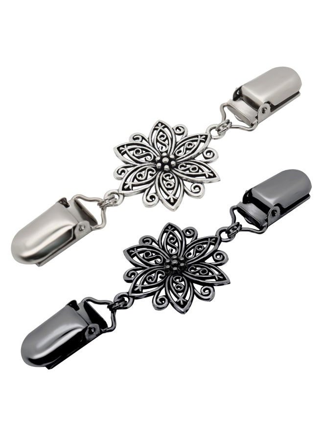 Frutain 2Pcs Vintage Waist Cincher & Shirt Clip Retro Dress Cinch Clips for Sweater,Shawl,Cardigan,Pant & More(Vintage Flowers) - Image 1