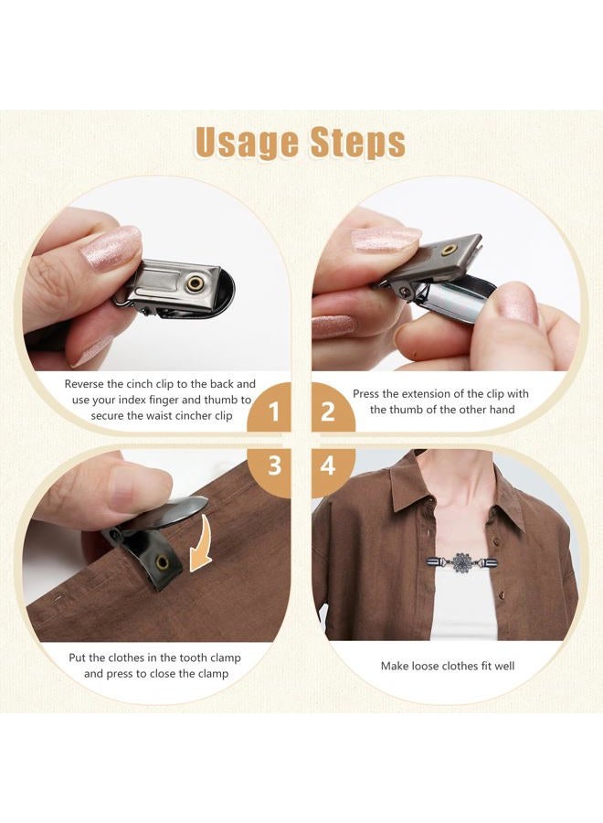 Frutain 2Pcs Vintage Waist Cincher & Shirt Clip Retro Dress Cinch Clips for Sweater,Shawl,Cardigan,Pant & More(Vintage Flowers) - Image 5