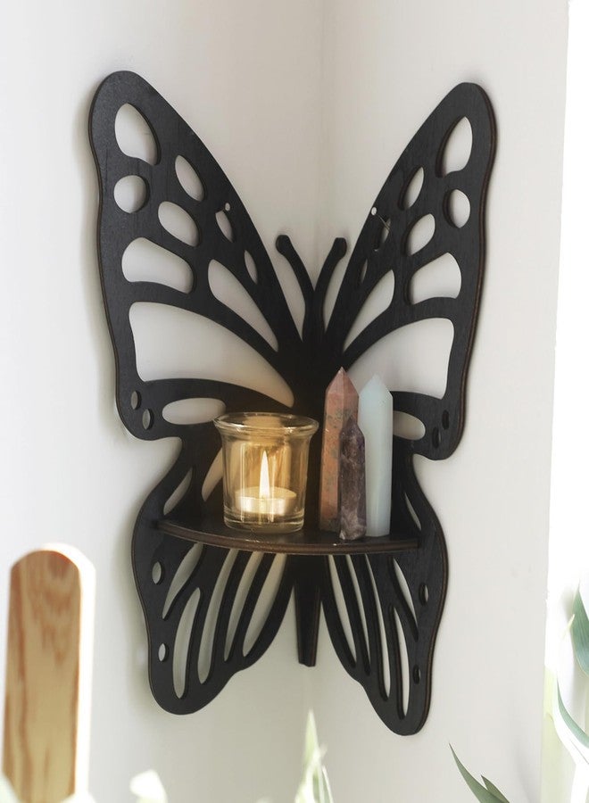 Artilady Butterfly Crystal Shelf - 2 PCS Black Wall Corner Shelf Crystal Display Shelf Floating Shelves for Bedrooms Boho Cute Bathroom Kitchen Office Living Room Decor Aesthetic Witchy Gift - Image 2