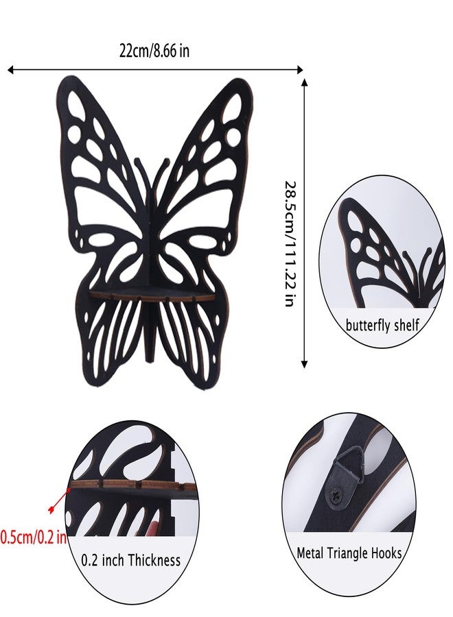 Artilady Butterfly Crystal Shelf - 2 PCS Black Wall Corner Shelf Crystal Display Shelf Floating Shelves for Bedrooms Boho Cute Bathroom Kitchen Office Living Room Decor Aesthetic Witchy Gift - Image 4