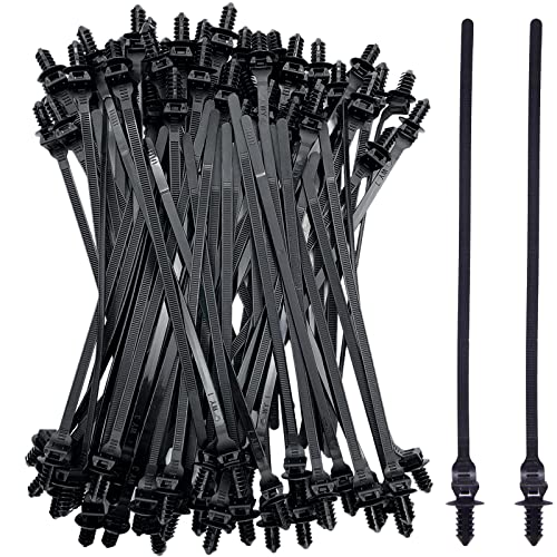 Niteguy 80 Pack Nylon Push Mount Cable Zip Tie, 8.3"x0.18" Heavy Duty Nylon Push Mount Self Locking UV Resistant Assortment for Indoor Wire Tying (Black) - Image 1