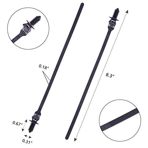 Niteguy 80 Pack Nylon Push Mount Cable Zip Tie, 8.3"x0.18" Heavy Duty Nylon Push Mount Self Locking UV Resistant Assortment for Indoor Wire Tying (Black) - Image 2