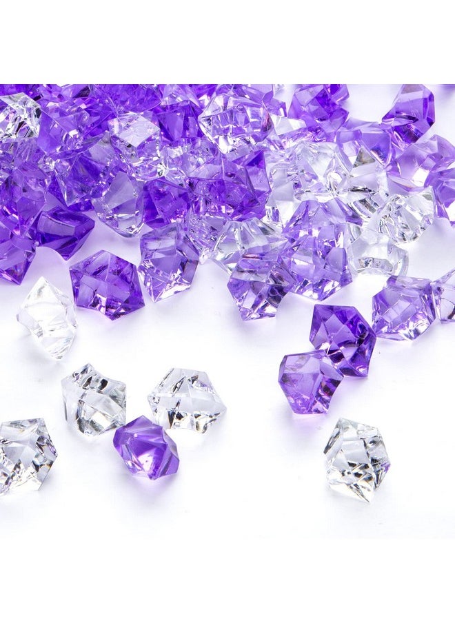 DomeStar DomeStar Fake Crushed Ice Rocks, 150PCS Clear Violet and Light Violet Acrylic Crushed Ices Purple Fake Diamonds Violet Plastic Clear Gems Marble Vases Fillers Table Scatter Decoration  - Image 1