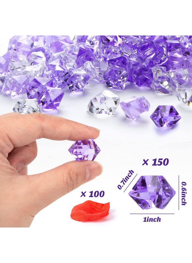 DomeStar DomeStar Fake Crushed Ice Rocks, 150PCS Clear Violet and Light Violet Acrylic Crushed Ices Purple Fake Diamonds Violet Plastic Clear Gems Marble Vases Fillers Table Scatter Decoration  - Image 2