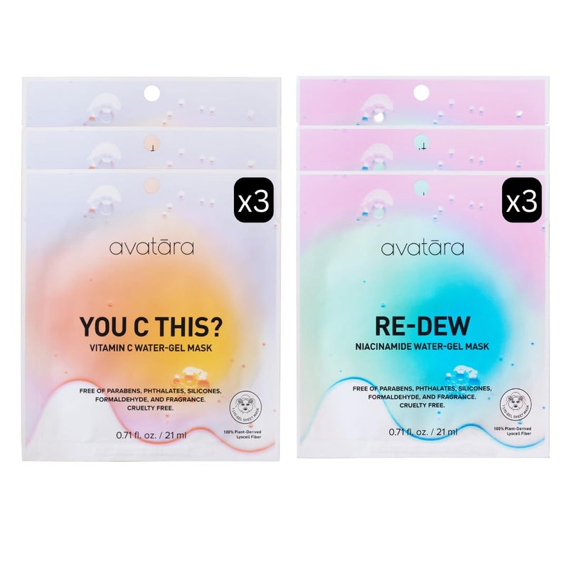Avatara Dewy Daydream 6Pack WaterGel Masks You C This Vitamin C Masks 3 Pack  ReDew Niacinamide WaterGel Masks 3 Pack  071 floz 21 mg
