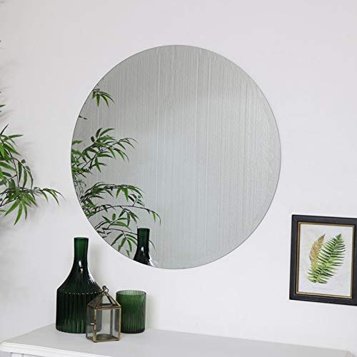 windowera Simple Round Mirror Wall Mounting Silver Unframed
