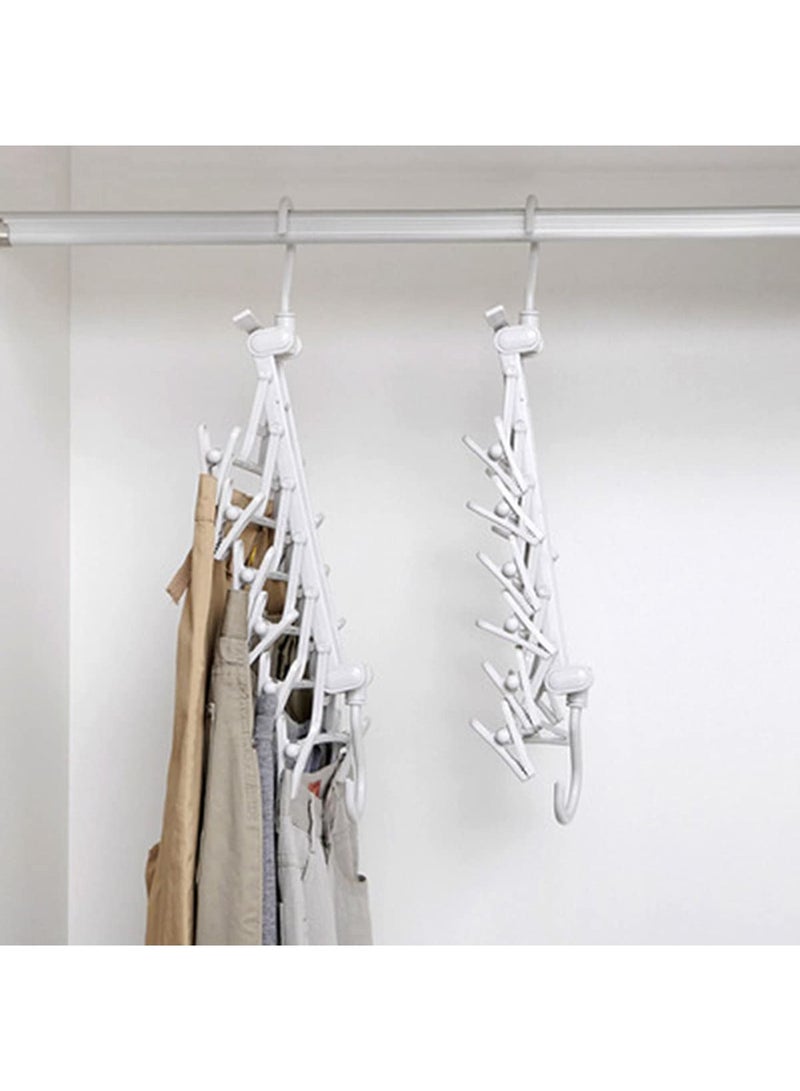 SYOSI شماعات بنطلون، قابلة للتعديل وقابلة للطي 6 طبقات رف بنطلون سحري متعدد الوظائف، غير قابلة للانزلاق، موفر للمساحة، منظم تخزين للبناطيل، التنانير، الأوشحة، الرباط، الحزام، تخزين منزلي (رمادي) - Image 2