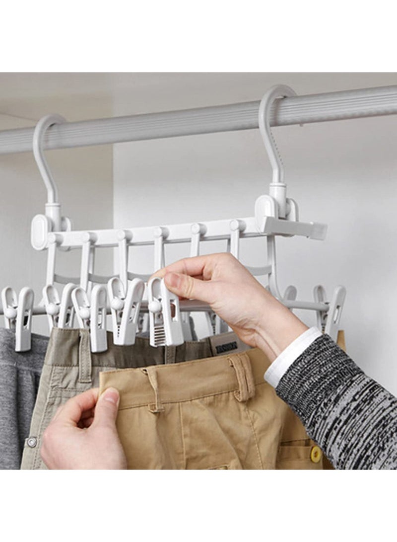 SYOSI شماعات بنطلون، قابلة للتعديل وقابلة للطي 6 طبقات رف بنطلون سحري متعدد الوظائف، غير قابلة للانزلاق، موفر للمساحة، منظم تخزين للبناطيل، التنانير، الأوشحة، الرباط، الحزام، تخزين منزلي (رمادي) - Image 3