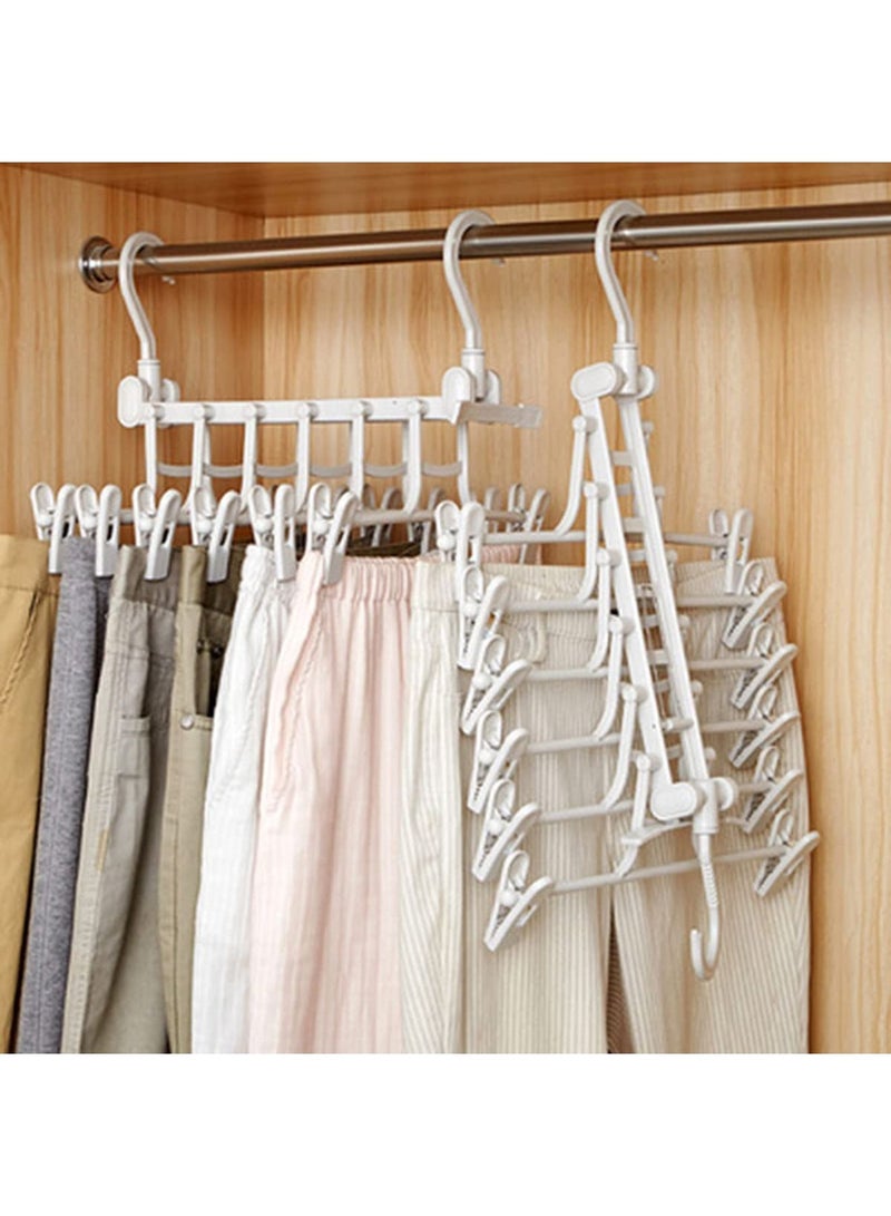 SYOSI شماعات بنطلون، قابلة للتعديل وقابلة للطي 6 طبقات رف بنطلون سحري متعدد الوظائف، غير قابلة للانزلاق، موفر للمساحة، منظم تخزين للبناطيل، التنانير، الأوشحة، الرباط، الحزام، تخزين منزلي (رمادي) - Image 5