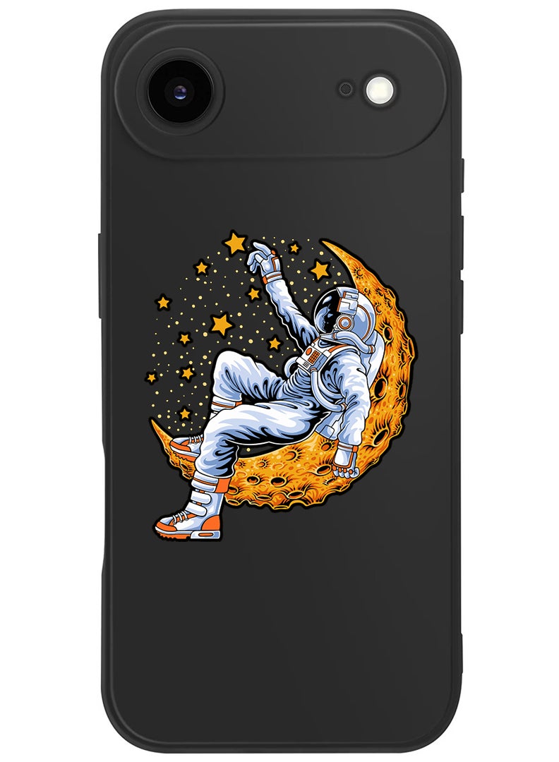 Theodor Protective Slim Fit Case Liquid Silicone Cover with Full Body Protection Anti-Scratch Shockproof Case For Apple iPhone 17 Air (Black) Astronaut lying on moon - Image 1