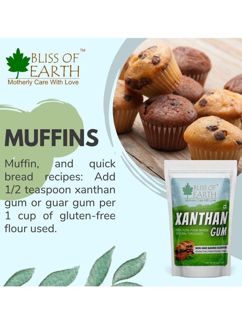 BLISS OF EARTH - Bliss of Earth 4 oz Xanthan Gum Powder Pure Food Grade Natural Thickener Gluten Free Keto Friendly Vegan 113gm - Image 1