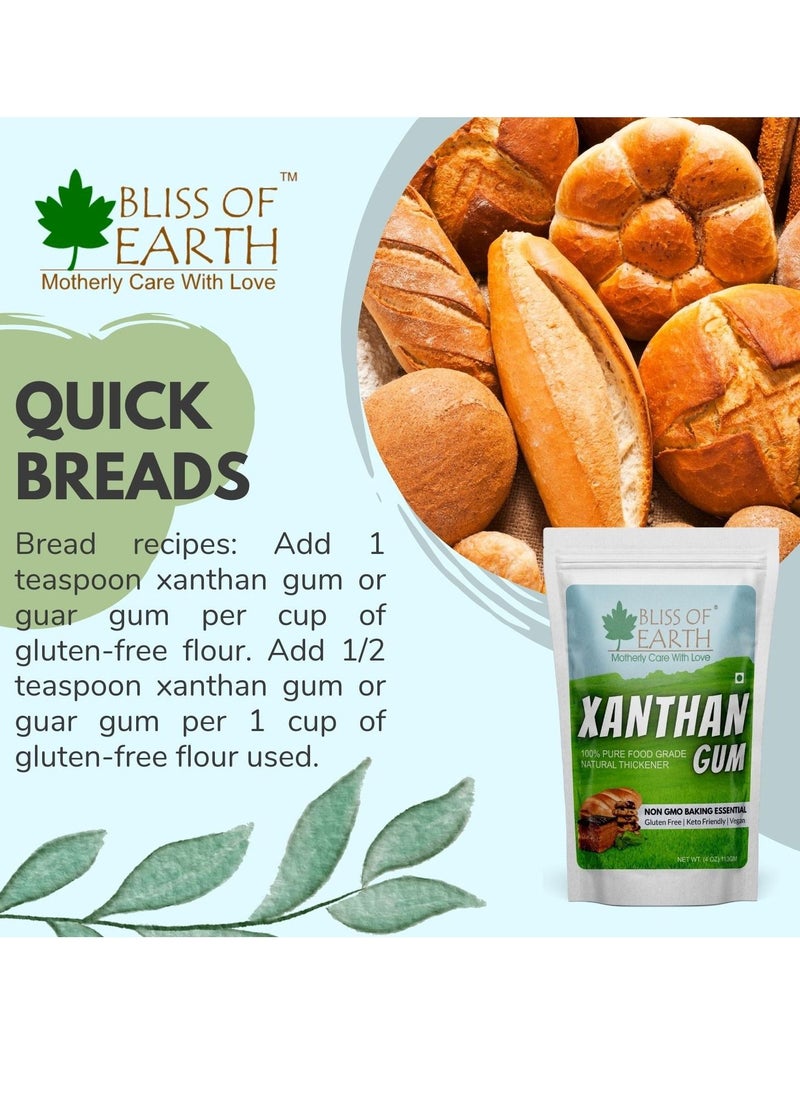 BLISS OF EARTH - Bliss of Earth 4 oz Xanthan Gum Powder Pure Food Grade Natural Thickener Gluten Free Keto Friendly Vegan 113gm - Image 1