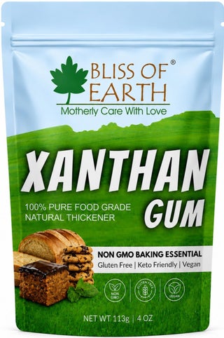 Bliss of Earth Xanthan Gum 113g | Ultra Strong Food Grade Thickener Powder | Gluten Free Baking Essential | Keto Vegan Stabilizer | Instant Sauce, Dressing, Ice Cream Texture Enhancer | High Performance Binder